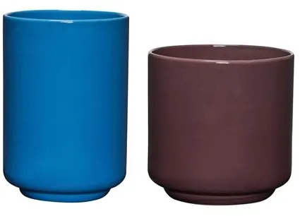 Hübsch Deux Potte Set mit 2 Rotbraun/Blau