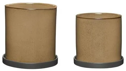 Hübsch Era Blumentopf Beige Set mit 2